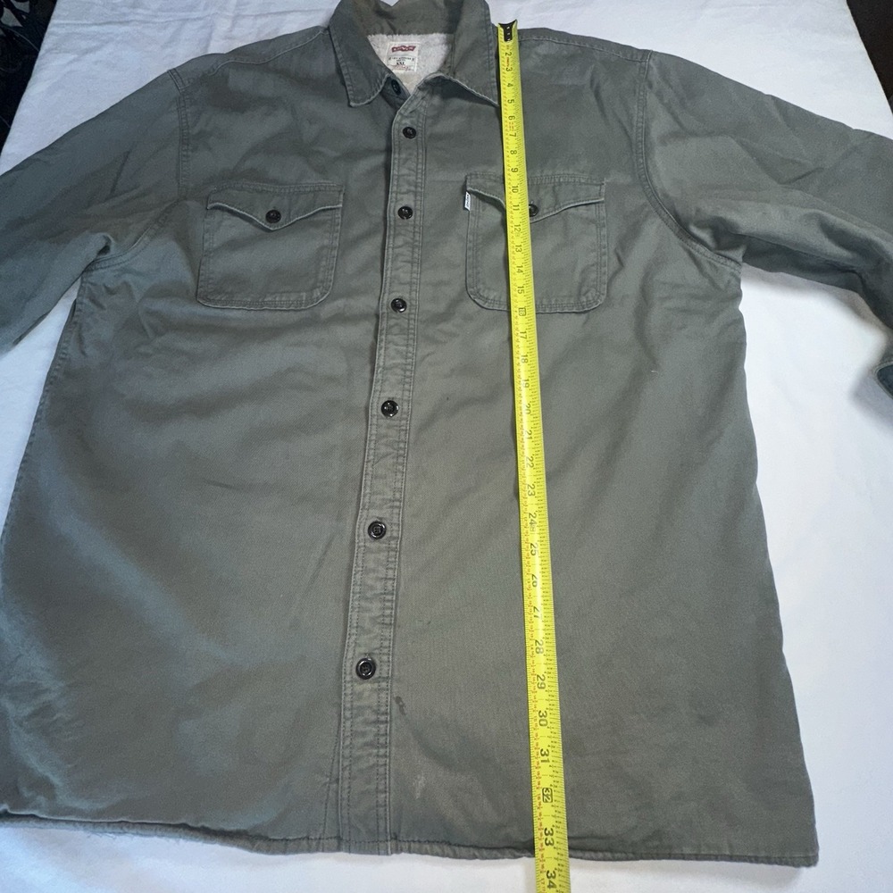LEVIS Men's XXL Green/Gray Ripstop Sherpa Fleece Lined Shacket Shirt Jacket‎ - Picture 12 of 16